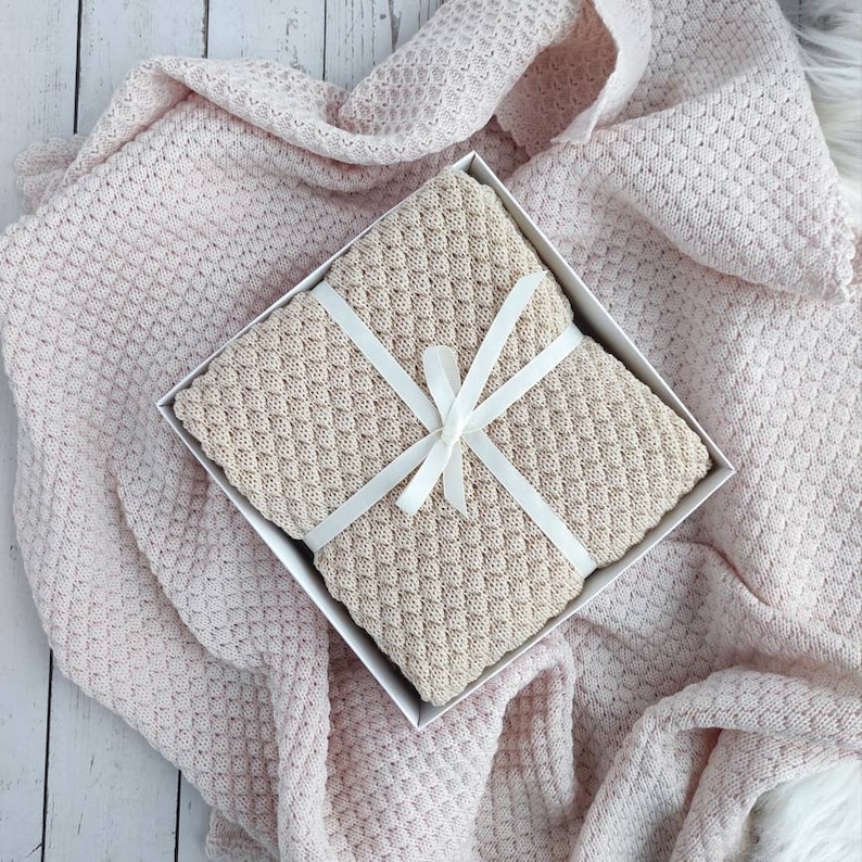 Lightweight Knit Baby Blanket in Ecru
