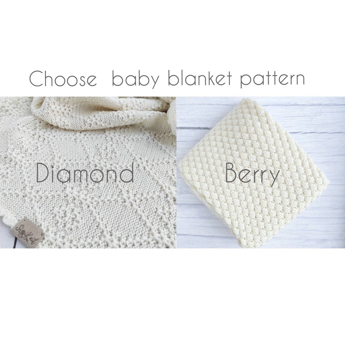 Cream baby blanket knitted diamond merino wool baby blanket Etsy