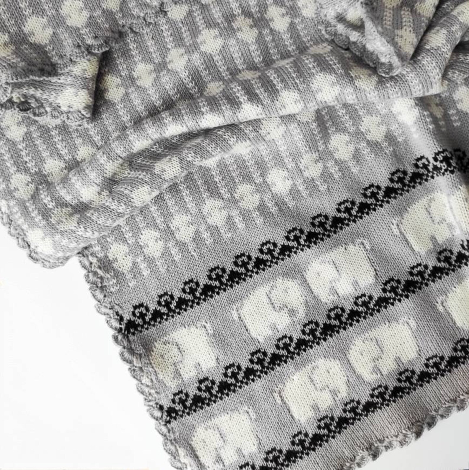 Gray Baby Blanket With Elephants for Boys and Girls Double Etsy