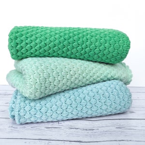 Green Merino Wool Knitted Baby Blanket: Heirloom Quality
