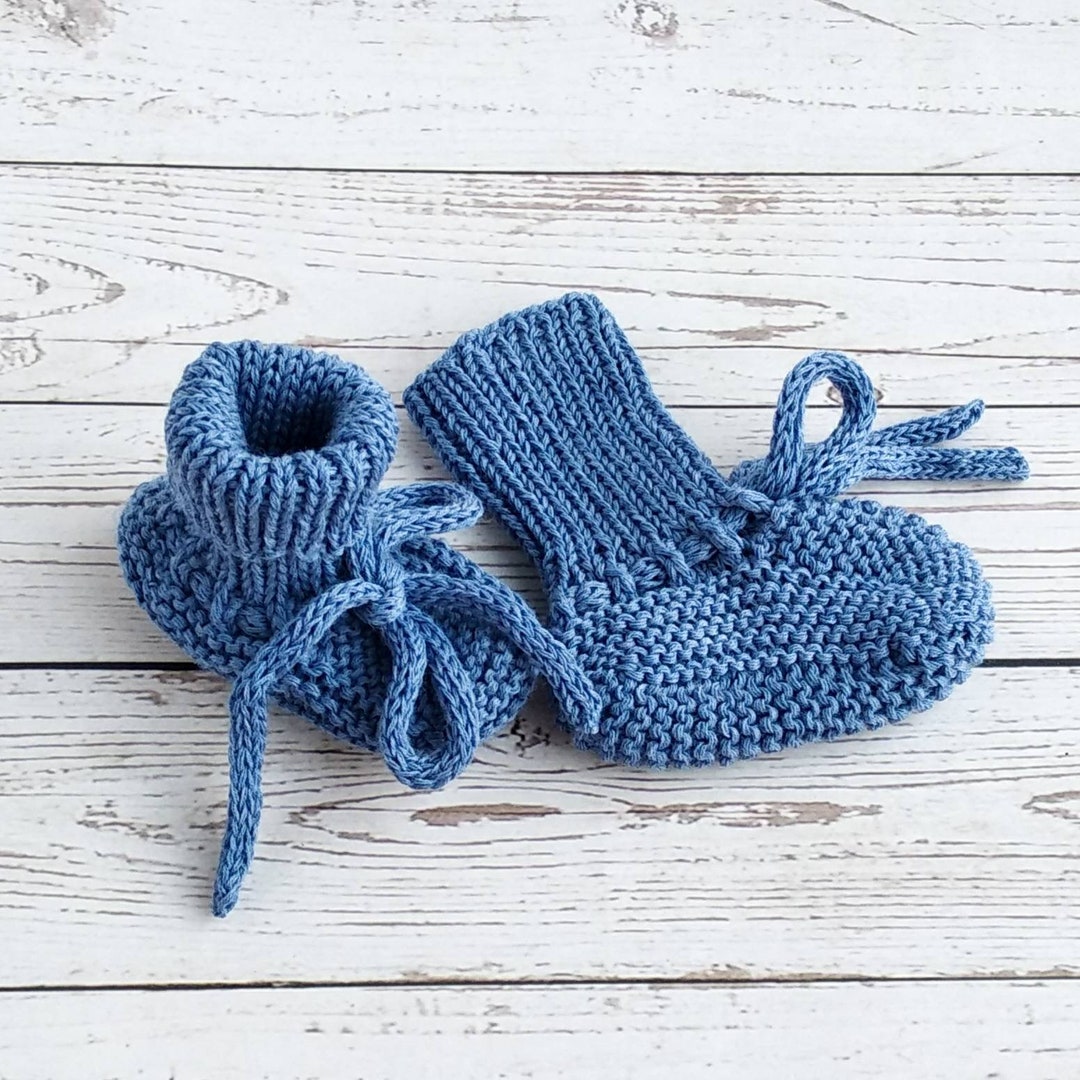 Blue Baby Booties Knit, Baby Boy Crib Shoes Blue Etsy