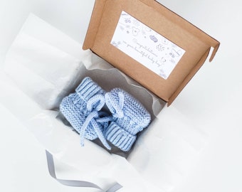 Newborn gift baby boy booties, merino wool baby shoes for new baby