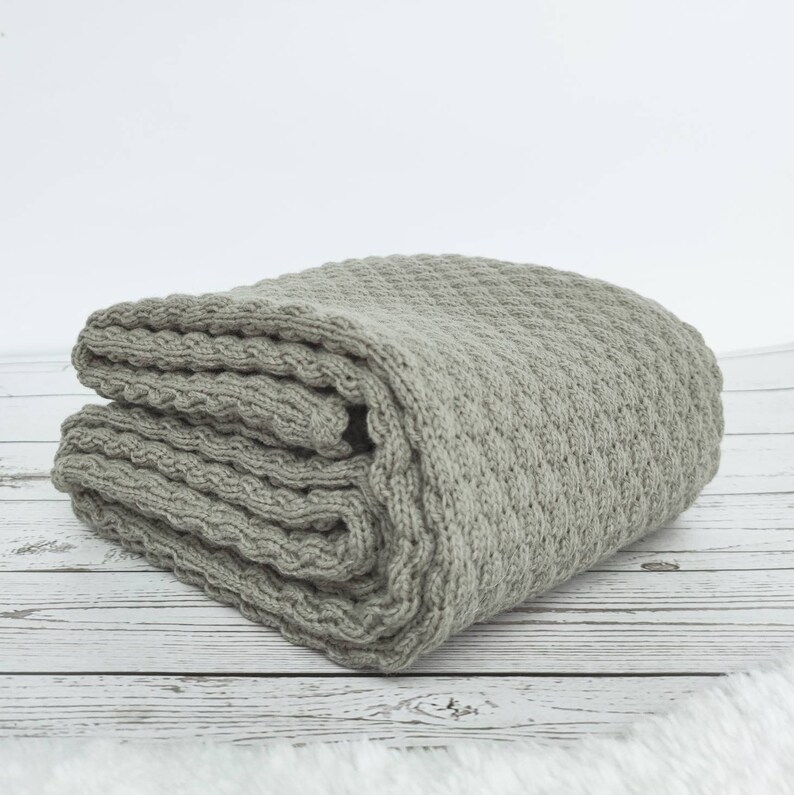 Knitted Baby Blanket Merino Wool Gender Neutral Baby Blanket Etsy