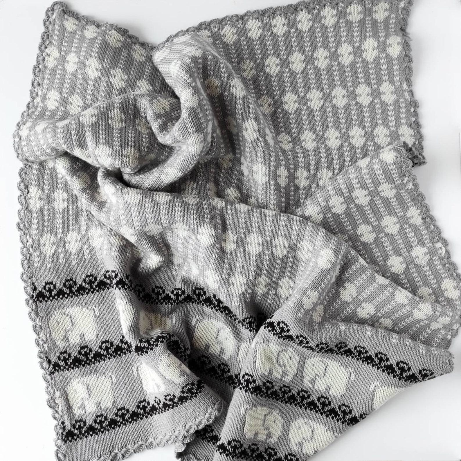 Gray Baby Blanket With Elephants for Boys and Girls Double Etsy