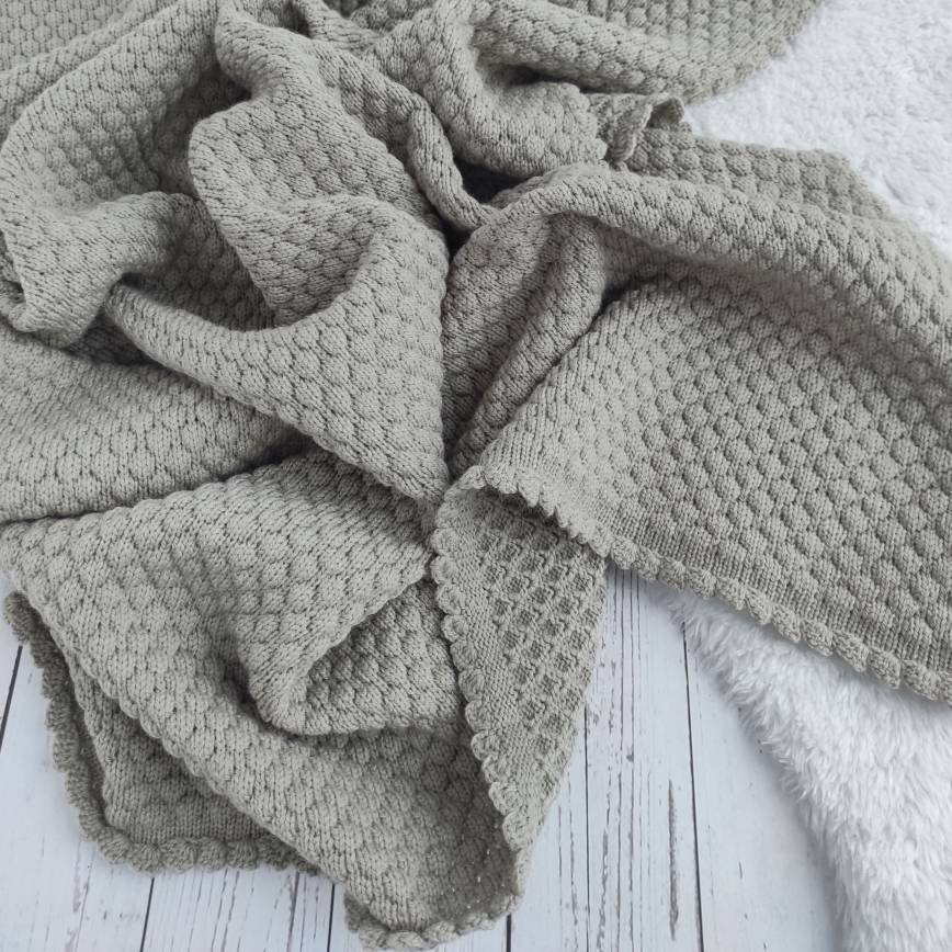 Knitted baby blanket merino wool gender neutral baby blanket Etsy