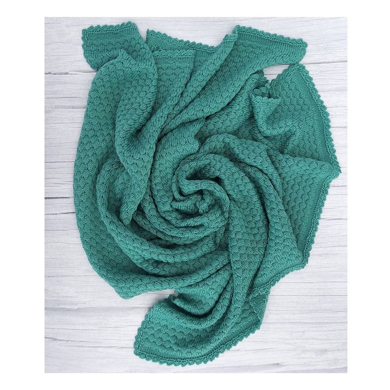gender neutral baby blanket merino wool Teal baby blanket knit