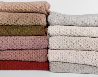 Coperta marrone per neonati in lana merino lavorata a maglia per la cameretta dei neonati di genere neutro