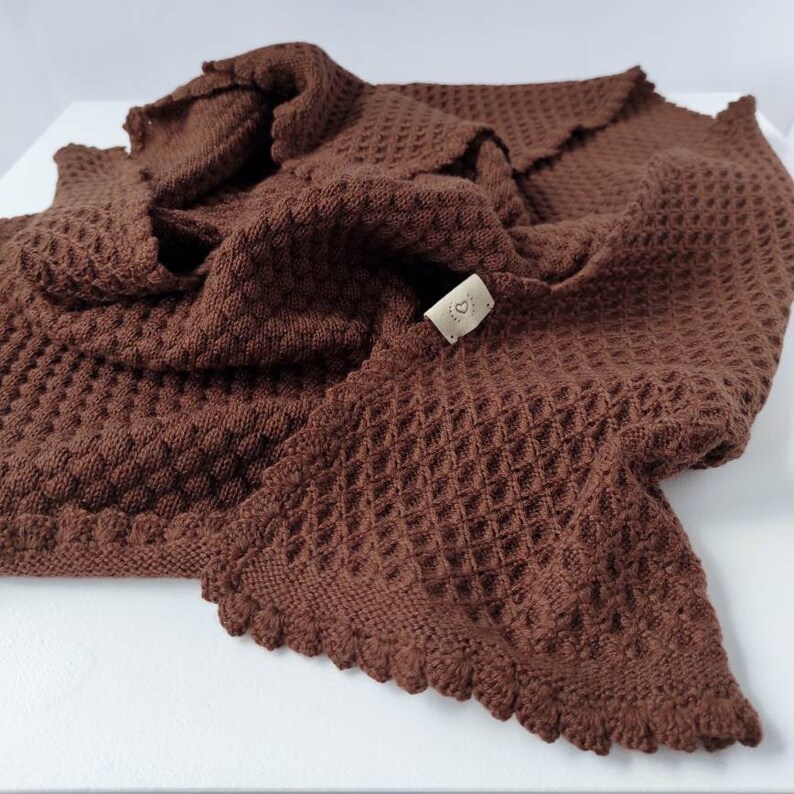 Brown Baby Blanket Knitted of Merino Wool Gender Neutral Baby Etsy