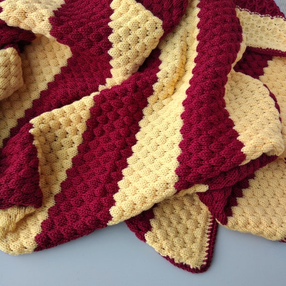 Striped Baby Blanket Merino Wool Harry Potter Inspired Baby Blanket Knit Etsy Canada