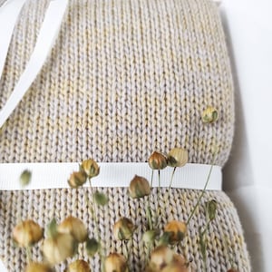 Knit baby blanket merino wool beige yellow marble throw blanket for neutral nursery