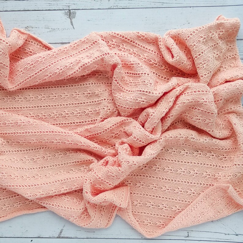 Cotton baby blanket baby girl gift peach baby blanket knit Etsy