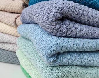 Couverture bébé en tricot, couverture en laine mérinos bébé garçon
