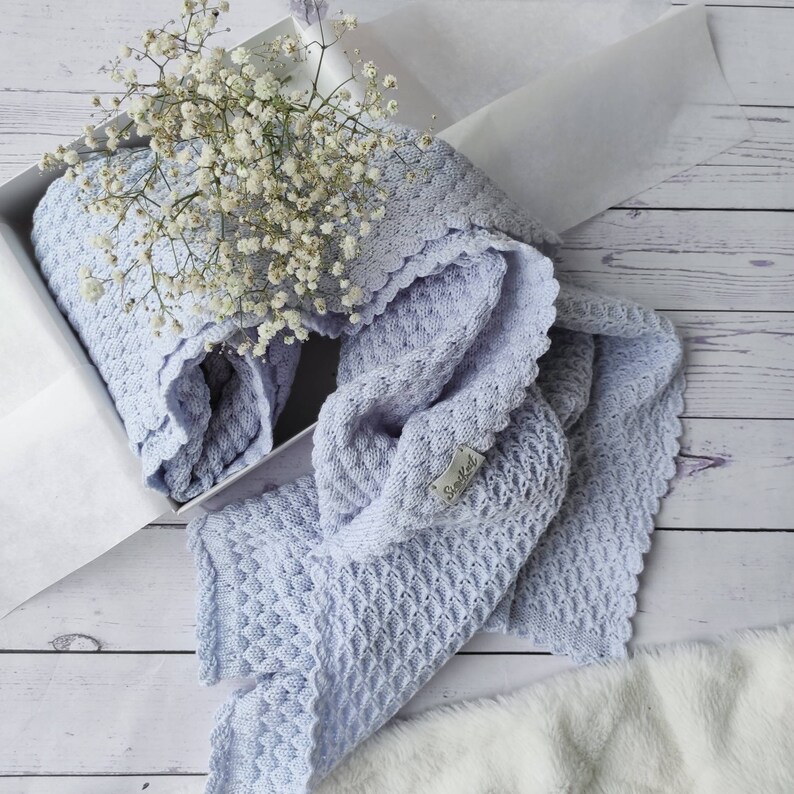 Knitted Baby Blanket Merino Wool Blanket Baby Boy Etsy