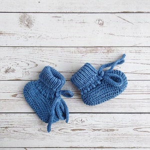 Blue Baby Booties Knit Baby Boy Crib Shoes Blue - Etsy