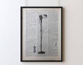Mic Stand, Screen Printed Dictionary Art, Vintage Dictionary Print, Art Print, Wall Decor, Microphone Stand Print, Screen Print Poster