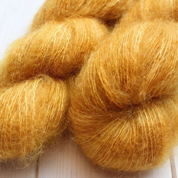 Hand-dyed skein - Lace - Mohair and Silk - 50 g / 420 m - Saffron