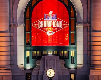 Union Station KC Chiefs Super Bowl LVIII Win 2024 Fine Art Photo Print