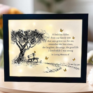 A limb has fallen, Sympathy Gift, Memorial Frame, Keepsake, Memory Frame, Bereavement Gift, Sympathy Frame,  Memorial Shadow Box,
