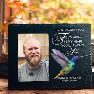 Humming Bird Memorial Photo Frame, Personalized Memorial Picture Frame, Personalized Bereavement Gift, Remembrance For Loss Of Loved One