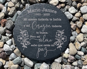 Spanish Memorial Slate, Spanish Memorial Garden Stone, Spanish Loss of Dad, Personalized Spanish Keepsake, Engraved Memorial Slate,