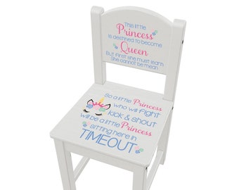UV Printed Time Out Chair, No Vinyl Used!  Little Princess Timeout Chair, Wood time out chair, Timeout chair, Naughty Spot, Girls Princess