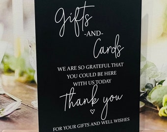 Gifts and Card Sign, Wedding Acrylic Sign, Wedding Acrylic Sign, Acrylic Modern Calligraphy Gift Sign Sign, Customized Card Table, Julie