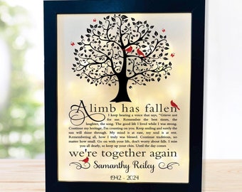 Limb has fallen Memorial Gift | Sympathy Shadow Box for Grief & Loss of Loved One | Bereavement Keepsake in Black, White, or Weathered Gray