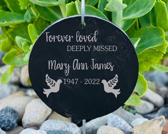Personalized memorial stone, Engraved memorial garden slate, Engraved memorial garden stone, Grave decoration for loss, Memorial Gift