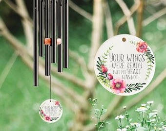 Your Wings Were Ready Memorial Chime, Sympathy Dad, Mom, Family Gift For Loss, Memorial Wind Chime, Custom In Loving Memory Wind Chime,