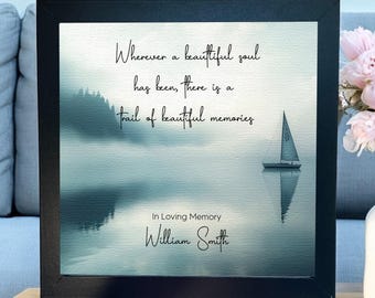 Personalized Beach Watercolor Sympathy Gift | Coastal Ocean Memorial | Loss of Father, Brother, Grandparent | 8x8" or 10x10 Framed Sympathy