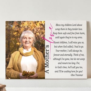 A Mother&#39;s Love Loss Of Mom Sympathy Gift, Memorial Canvas, Loss Of Loved One, Memorial Gift, Funeral, Personalized Memorial Gifts, Grief