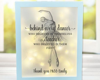 Custom Dance Teacher Frame, Personalized Dance Shadow Box, End Of Year Dance Teacher Recital Gift, Thank You Gift for Ballet Teacher