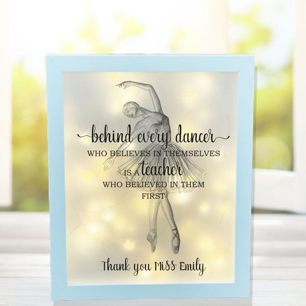 Marco personalizado para profesores de danza, caja de sombras de danza personalizada, regalo de recital de profesores de danza de fin de año, regalo de agradecimiento para profesores de ballet