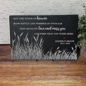 May the Winds Of Heaven, Sympathy Gift, Slate Grave Marker, Keepsake, Remembrance, Bereavement Gift, Burial Marker, Temporary Headstone