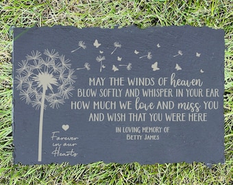 May the Winds of  Heaven Blow Softly,  Sympathy Gift, Slate Grave Marker, Keepsake, Remembrance, Bereavement Gift, Loss of a Loved One,