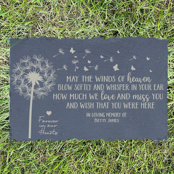May the Winds of  Heaven Blow Softly,  Sympathy Gift, Slate Grave Marker, Keepsake, Remembrance, Bereavement Gift, Loss of a Loved One,