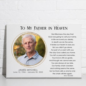 Broken Chain Poem Canvas Sympathy Gift, Memorial Canvas, Loss Of Loved One, Memorial Gift, Funeral Personalized Memorial Gifts, Father Loss