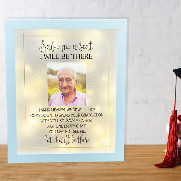 Graduation Memorial Sign For Loss Of Loved One, Loving Memory  Sign, Lighted Memorial Gift, Graduation Memorial Watching From Heaven