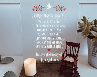 Christmas in Heaven Memorial, Christmas Memorial Gift, Christmas Remembrance,  In Memory Of Acrylic, Personalized Memorial Gift
