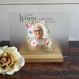 Loss of Sister Photo Frame, Your Wings Were Ready, Memorial Frame, Memorial Gift for Loss of Sister, In Loving Memory of Sister Acrylic Sign