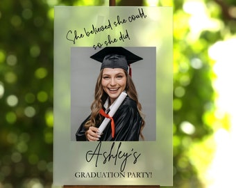 Class of 2024 Acrylic Graduation Welcome Sign, Customized High School Collage Yard Sign, Senior Photo With Cap and Gown Party Decorations