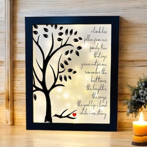 A limb has fallen, Sympathy Gift, Memorial Frame, Keepsake, Memory Frame Bereavement Gift, Sympathy Frame,  Memorial Shadow Box, Family tree