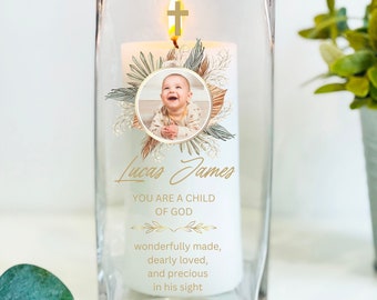 Personalized Baptism Candle, Baptism Favor, Christening Gift, First Communion Gift, Christening Custom Candle, Godson Gift, Goddaughter,