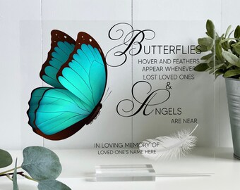 Butterflies Hover And Feathers Appear, Memorial Gift for loss of Loved One, Sympathy Gift For Loss Of Mom, Memorial Butterfly Gift