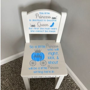 UV Printed Time Out Chair,  Naughty Chair, Little Princess Timeout Chair, Cinderella, Wood time out chair, Time out chair, Naughty Spot,
