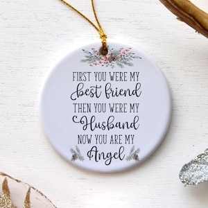Pérdida de marido, ornamento conmemorativo, ornamento de recuerdo, pérdida de un ser querido, regalo de simpatía, ornamento de simpatía, recuerdo de pérdida, recuerdo