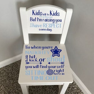 UV Printed Time Out Chair, No Vinyl Used!  Wood time out chair, Time out chair, Timeout chair,  Naughty Spot, Time out, Naughty Chair,