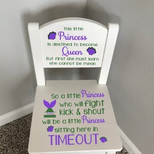 UV Printed Time Out Chair, No Vinyl Used!  Little Princess Timeout Chair, Little Mermaid, Wood time out chair, Timeout chair, Naughty Spot,