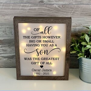 Sympathy Son, Sympathy Gift, Memorial Frame, Keepsake, Bereavement Gift, Loss of a Loved One, Memorial Shadow Box, Loss of Son, Sympathy