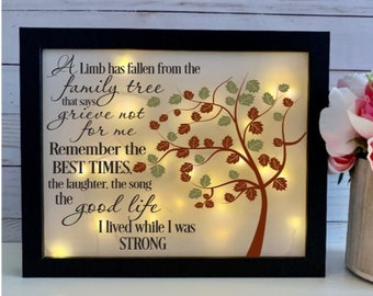 A limb has fallen, Grieving Tree, Sympathy Gift, Memorial Frame, Keepsake, Memory Frame, Bereavement Gift, Sympathy, Memorial Shadow Box,